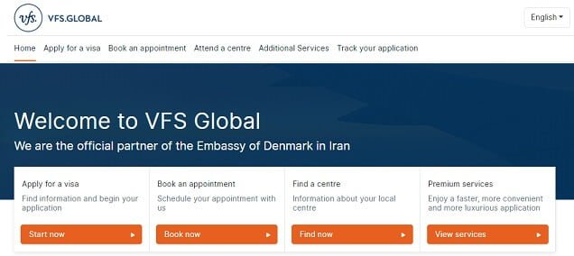سایت vfs برای گرفتن وقت سفارت دانمارک